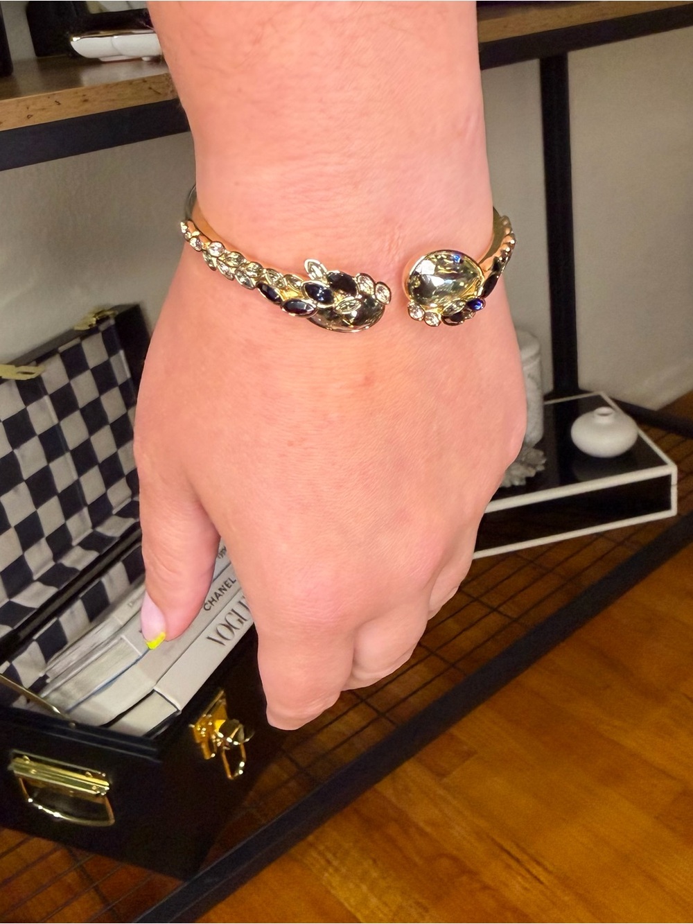 Swarovski Crystal Hinged Cuff Bracelet Like New